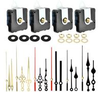 DODUOS 4 Pezzi Movimento Orologio da Parete, Nero Meccanismo Orologio da Parete Silenzioso, Ricambio Orologio da Parete con 6 Diverse Coppie di Kit di Movimento Fai da Te