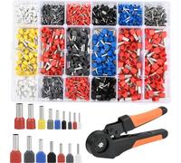 DODUOS Pinza Crimpatrice Capicorda, 0.08-16mm² Pinza Crimpatrice Esagonale, Puntalini Elettrici a Crimpare, Strumento Crimpatura Capicorda con 950 Terminali a Filo Singolo+350 Terminali a Filo Doppio
