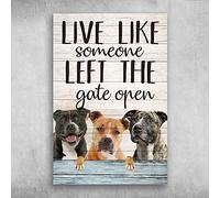 Dodurou Targa in latta con scritta "American Pit Bull Terrier Live Like Someone Left The Gate Open for Street Garage Family Cafe Bar Farm Country Bathroom Wall Decoration Cute Tin Sign 30,5 x 40,6 cm