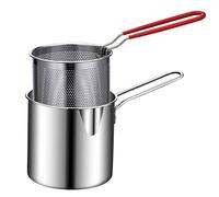 Doengdfo Pentola per friggere in acciaio inox, friggitrice Tempura, patatine fritte con colino, padelle di pollo, utensili da cucina
