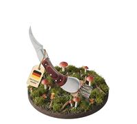 Dönges Coltello per funghi con pennello, pieghevole, con sacchetto, regalo per raccogliere funghi all'aperto, spugna di alta qualità in acciaio inox e legno di pakka