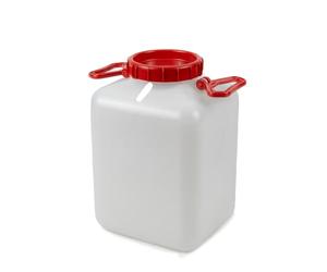 Dönges Tanica a collo largo, quadrata, 20 l (contenitore dell'olio rettangolare impilabile), in polietilene alimentare, impilabile e adatto ai pallet, livello ben visibile dall'esterno