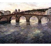 DOeraa quadro su tela arte della parete Stampe Immagine Famoso Il fiume Adige a Verona di Frits Thaulow per l'arredamento del corridoio 60x90cm