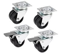 Dörner + Helmer 450106 - Set di rotelle doppie per elettrodomestici, 4 ruote, 2 ruote con freno di stazionamento, ruote in plastica, portata 80 kg per rotella