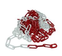 Dörner + Helmer Catena di bloccaggio, 6 mm di spessore, lunghezza 5 m, in plastica PE, chiusura a sacchetto, a maglie lunghe, rosso/bianco