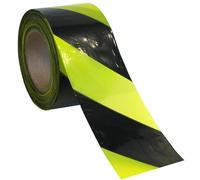 Dörner + Helmer Rotolo di nastro in polietilene, larghezza 80 mm, lunghezza 500 m, antistrappo, nastro di sicurezza, bobina nero/giallo