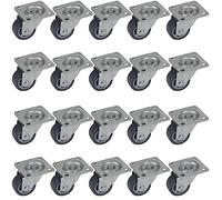 Dörner & Helmer Set di 20 ruote per mobili 450320 – 30 mm TPE, piastra, portata 20 kg