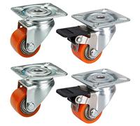 Dörner + Helmer Set di 4 mini ruote in poliuretano per carichi pesanti, 35 mm, piastra 60 x 60 mm, mix di ruote, portata 300 kg/set