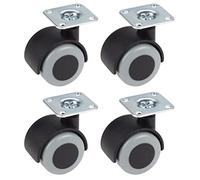 Dörner + Helmer Set di 4 rotoli per parquet, 40 mm x 50 mm, portata 90 kg, piastra 38 mm x 38 mm, plastica