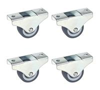 Dörner + Helmer Set di 4 ruote fisse per mobili, 38 mm x 18 mm, portata 135 kg, piccola ruota TPE, fissaggio direzionale