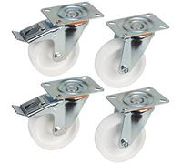 Dörner + Helmer Set di 4 ruote per attrezzi da trasporto, 100 mm, PP, piastra 100 x 85 mm, mix di ruote, portata 450 kg/set