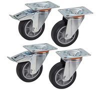 Dörner + Helmer Set di 4 ruote per attrezzi da trasporto, 100 mm, TPE, piastra 100 x 85 mm, mix di ruote, portata 210 kg/set