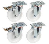 Dörner + Helmer Set di 4 ruote per attrezzi da trasporto, 125 mm, PP, piastra 100 x 85 mm, mix di ruote, portata 600 kg/set