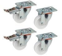 Dörner + Helmer Set di 4 ruote per attrezzi da trasporto, 80 mm, PP, piastra 100 x 85 mm, mix di ruote, portata 300 kg/set