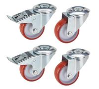 Dörner + Helmer Set di 4 ruote sterzanti 80 mm PU, foro posteriore 10,2 mm, mix di ruote, portata 400 kg/set