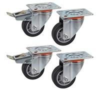 Dörner + Helmer Set di 4 ruote sterzanti 80 mm TPE, piastra 100 x 85 mm, mix di ruote, portata 150 kg/set
