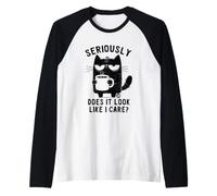 Does It Look Like I Care Funny Cat Maglia con Maniche Raglan