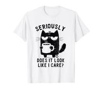 Does It Look Like I Care Funny Cat Maglietta