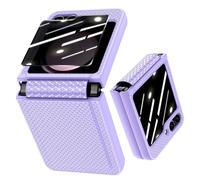 Doeshine Cover per Samsung Galaxy Z Flip 5, [Frontale Privacy Pellicola Protettiva] [Anti-Spy] Protettiva Cerniera, Slim Fit, Stylish Texture, Hard Shockproof Custodia Case per Z Flip 5 2023 (Viola)