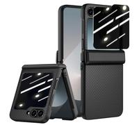 Doeshine Cover per Samsung Galaxy Z Flip 6, [Frontale Privacy Pellicola Protettiva] [Anti-Spy] Protettiva Cerniera, Slim Fit, Stylish Texture, Hard Shockproof Custodia Case per Z Flip 6 2024 (Nero)