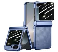 Doeshine Cover per Samsung Galaxy Z Flip 6, [Frontale Privacy Pellicola Protettiva] [Anti-Spy] Protettiva Cerniera, Slim Fit, Stylish Texture, Hard Shockproof Custodia Case per Z Flip 6 2024 (Blu)