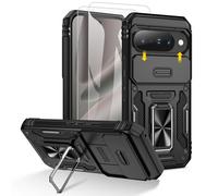 Doeshine Custodia per Google Pixel 10/10 Pro, confezione da 2 pellicole proteggi schermo, con anello girevole a 360° e copertura per fotocamera scorrevole, custodia antiurto militare contro le cadute