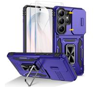Doeshine Custodia per Samsung S26 Ultra, con 2 Pellicola Vetro Temperato, Anello Magnetico Cavalletto, Cover per Fotocamera Scorrevole, Protezione Militare (Viola)