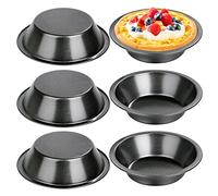 doesnotapply Confezione da 6 mini piatti per torta di quiche e torte rotonde individuali, con rivestimento antiaderente, per cottura di quiche (12,7 x 8 x 3 cm)