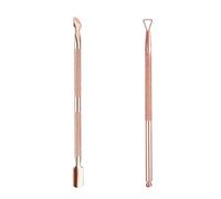 DOETYD 2 spingi cuticole in acciaio inox, kit professionale per rimuovere lo smalto gel, a doppia testa, per unghie di mani e piedi, per pulire o rimuovere lo smalto gel, oro rosa