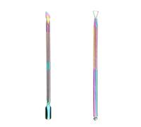 DOETYD 2 spingi cuticole in acciaio inox, kit professionale per rimuovere lo smalto gel, a doppia testa, per unghie di mani e piedi, per pulire o rimuovere lo smalto gel, titanio colorato