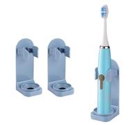 DOETYD Confezione da 2 portaspazzolino elettrico da parete con supporto adesivo in plastica per spazzolino elettrico per parete del bagno, blu
