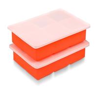 DOETYD Confezione da 2 stampi grandi per cubetti di ghiaccio con coperchio, in silicone, riutilizzabili, per whisky, cocktail, bevande (arancione)