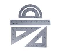 DOETYD Set di geometria con goniometro quadrato triangolo righello in metallo goniometro set per studenti ufficio matematica geometria 4 pezzi