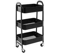 DOEWORKS Carrello con Ruote Portatutto Carrello Cucina Metallo Carrellino 3 piani dei Libri Carrello da Portata Carrello Portaoggetti per Camera Bagno Ufficio, Nero