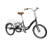 Dofanqing 20" triciclo per adulti Singlespeed bicicletta a 3 ruote Trike con cestino adatto per persone con una statura di 1,55-1,7 metri (nero)