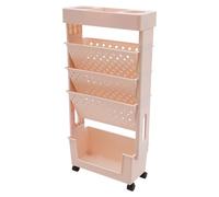 Dofanqing Libreria a 5 ripiani con ruote, 37,5 x 15 x 78 cm, per casa, scuola, ufficio, posto di lavoro, quattro colori (rosa)