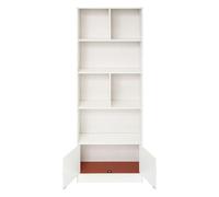 Dofanqing Scaffale con ante da 60 x 23 x 178 cm, scaffale aperto con 6 scomparti aperti e 1 scomparto chiuso (2 porte magnetiche), scaffale stabile, scaffale per soggiorno (bianco)