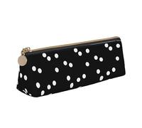 DOFFO Astuccio carino con stampa a pois neri e bianchi, astuccio estetico, astuccio speciale per penne, astuccio per matite resistente, astuccio con cerniera, per donne, ufficio, lavoro e studio,
