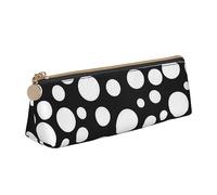 DOFFO Astuccio carino con stampa a pois neri e bianchi, astuccio estetico, astuccio speciale per penne, astuccio per matite resistente, astuccio con cerniera, per donne, ufficio, lavoro e studio,