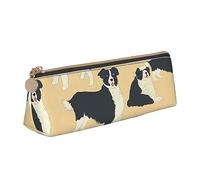 DOFFO Astuccio carino con stampa di Border Collie, astuccio estetico, astuccio speciale per penne, astuccio per matite resistente, astuccio con cerniera, per donne, ufficio, lavoro e studio, bianco,