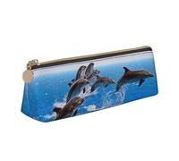 DOFFO Astuccio carino con stampa di delfino 3D, astuccio estetico, astuccio speciale per penne, astuccio per matite resistente, astuccio con cerniera, per donne, ufficio, lavoro e studio, bianco,