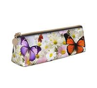 DOFFO Astuccio carino con stampa di farfalle e fiori, astuccio estetico, astuccio speciale per penne, piccolo astuccio per matite resistente, astuccio con cerniera per donne, ufficio, lavoro e studio,