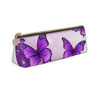 DOFFO Astuccio carino con stampa di farfalle viola, astuccio estetico, astuccio speciale per penne, astuccio per matite resistente, astuccio con cerniera, per donne, ufficio, lavoro e studio, bianco,