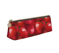 DOFFO Astuccio carino con stampa di fragole rosse, astuccio estetico, astuccio speciale per penne, piccolo astuccio per matite resistente, astuccio con cerniera, per donne, ufficio, lavoro e studio,
