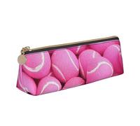 DOFFO Astuccio carino con stampa di palline da tennis rosa brillante astuccio estetico astuccio speciale astuccio piccolo astuccio per matite durevole astuccio con cerniera per donne ufficio lavoro e