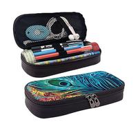 DOFFO Astuccio carino con stampa di pavone colorato astuccio estetico astuccio speciale portapenne in pelle artificiale astuccio durevole astuccio con cerniera per uomini donne ufficio lavoro e