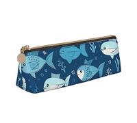 DOFFO Astuccio carino con stampa di pesce blu carino astuccio estetico astuccio speciale portapenne piccolo astuccio durevole astuccio con cerniera per donne ufficio lavoro e studio, bianco, Taglia