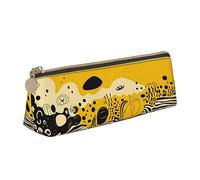 DOFFO Astuccio carino con stampa giallo senape e nero astuccio estetico astuccio speciale portapenne piccolo astuccio durevole astuccio con cerniera astuccio per donne ufficio lavoro e studio, bianco,
