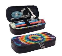 DOFFO Astuccio carino con stampa hippies tie dye astuccio estetico astuccio speciale portapenne in pelle artificiale astuccio durevole astuccio con cerniera per uomini donne ufficio lavoro e studio,