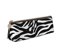 DOFFO Astuccio carino con stampa zebrata, astuccio estetico, astuccio speciale per penne, piccolo astuccio per matite resistente, astuccio con cerniera, per donne, ufficio, lavoro e studio, bianco,